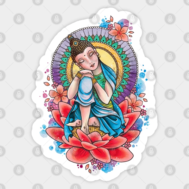 Peaceful Buddha Design by Lorna Laine Sticker by Lorna Laine